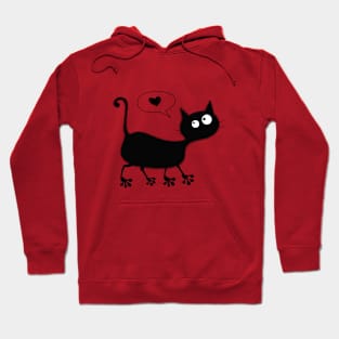 Black cat in love Hoodie